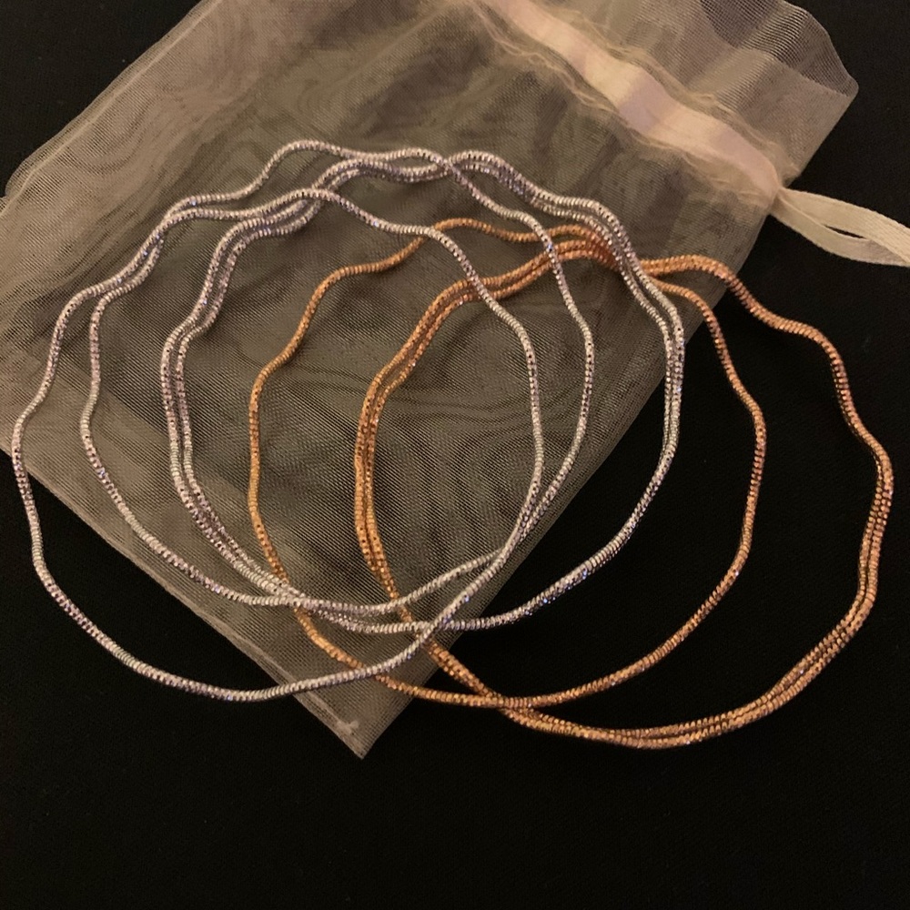 Bangle set. Rose Gold and Silver. 7 bangles - Picture 2 of 3